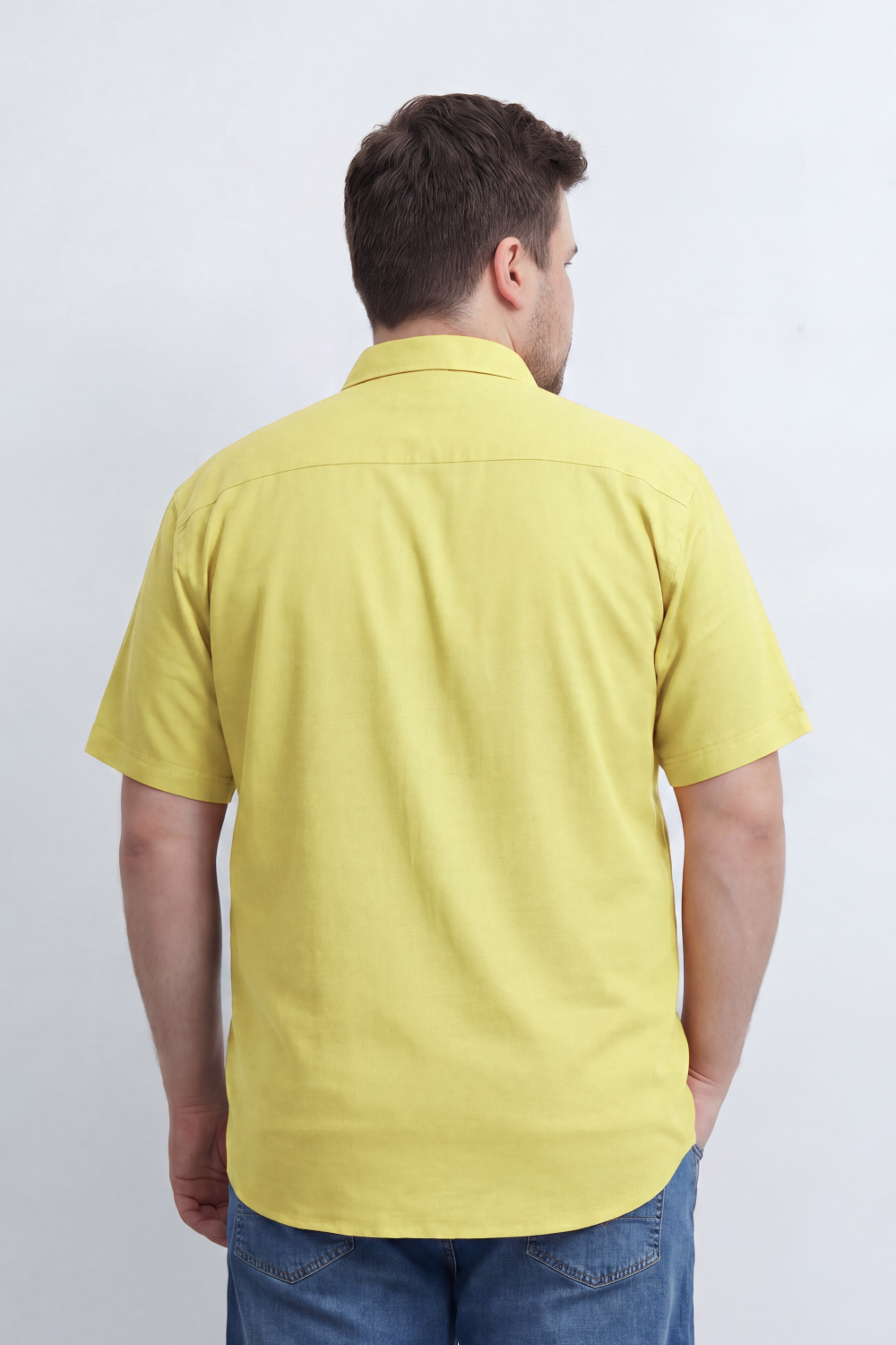 Men’s Tomato Store Big Size Quiet Form Button Shirt Plain Solid Surface With Fine Slub Grain Texture Full Button Front