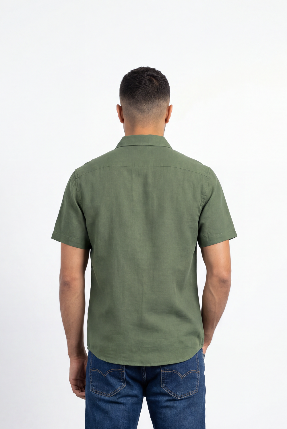 Men’s Tomato Store Shirt With Button Down Collar Short Sleeves Front Placket Texture Curved Hem Regular Fit