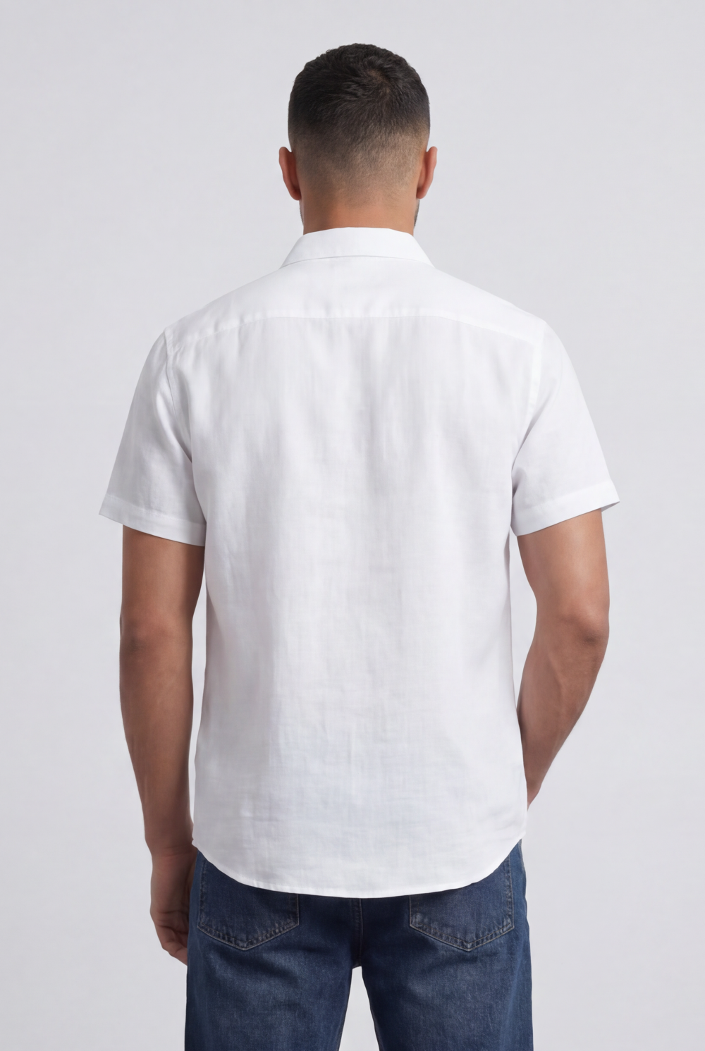 Men’s Tomato Store Shirt With Button Down Collar Short Sleeves Front Placket Texture Curved Hem Regular Fit