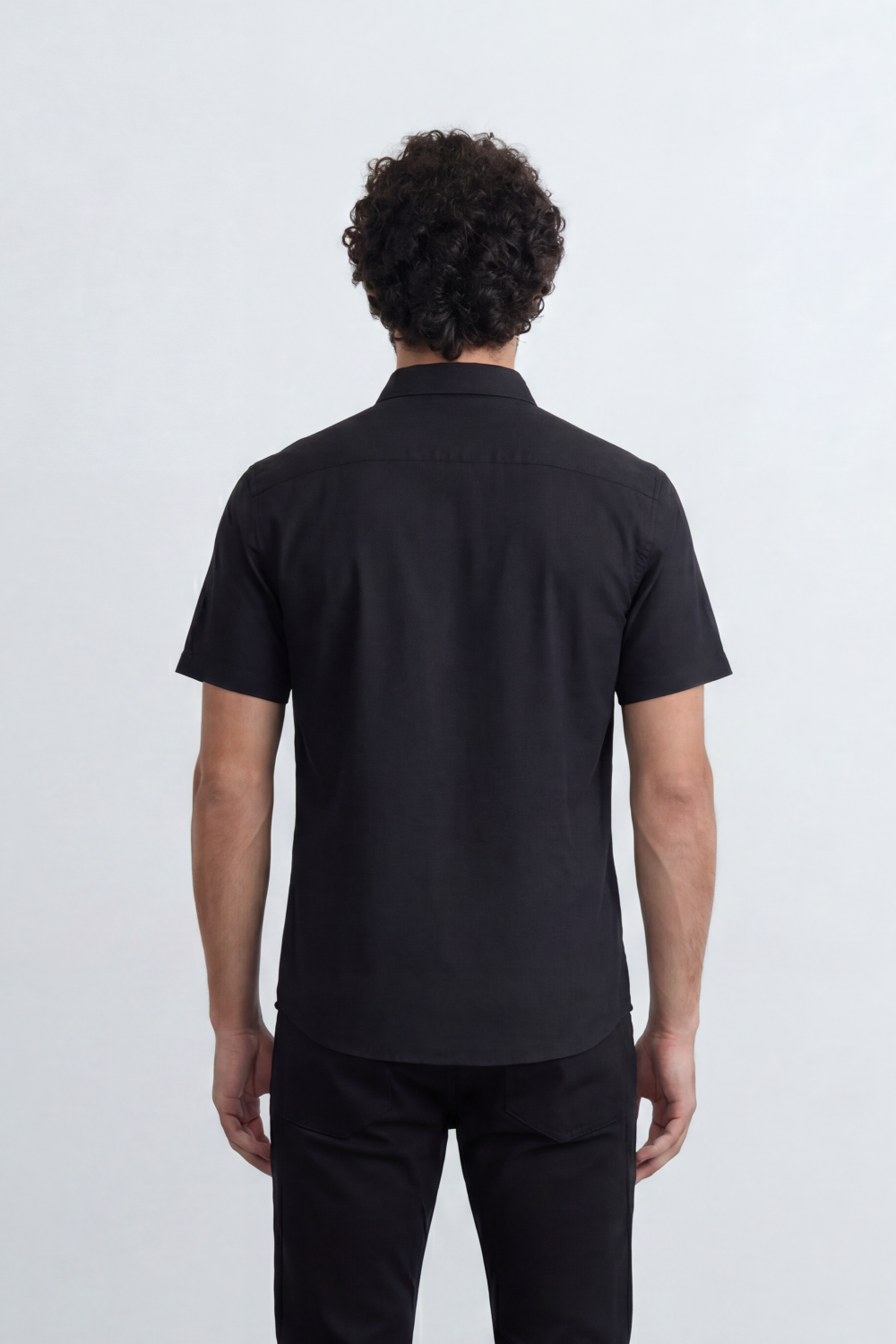 Men’s Tomato Store Shirt With Button Down Collar Short Sleeves Front Placket Texture Curved Hem Regular Fit
