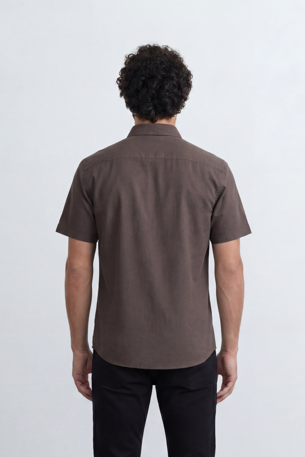 Men’s Tomato Store Shirt With Button Down Collar Short Sleeves Front Placket Texture Curved Hem Regular Fit