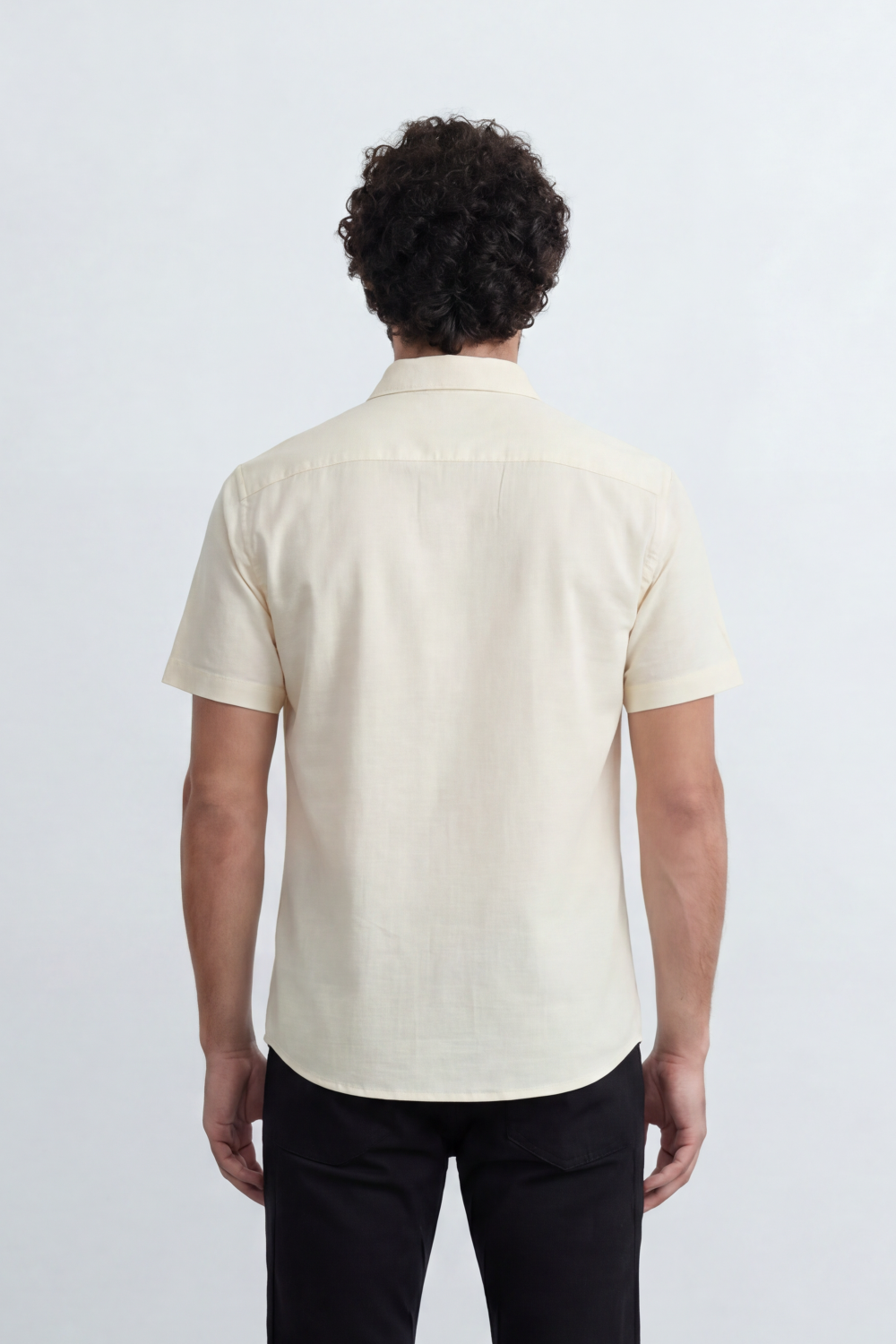 Men’s Tomato Store Shirt With Button Down Collar Short Sleeves Front Placket Texture Curved Hem Regular Fit