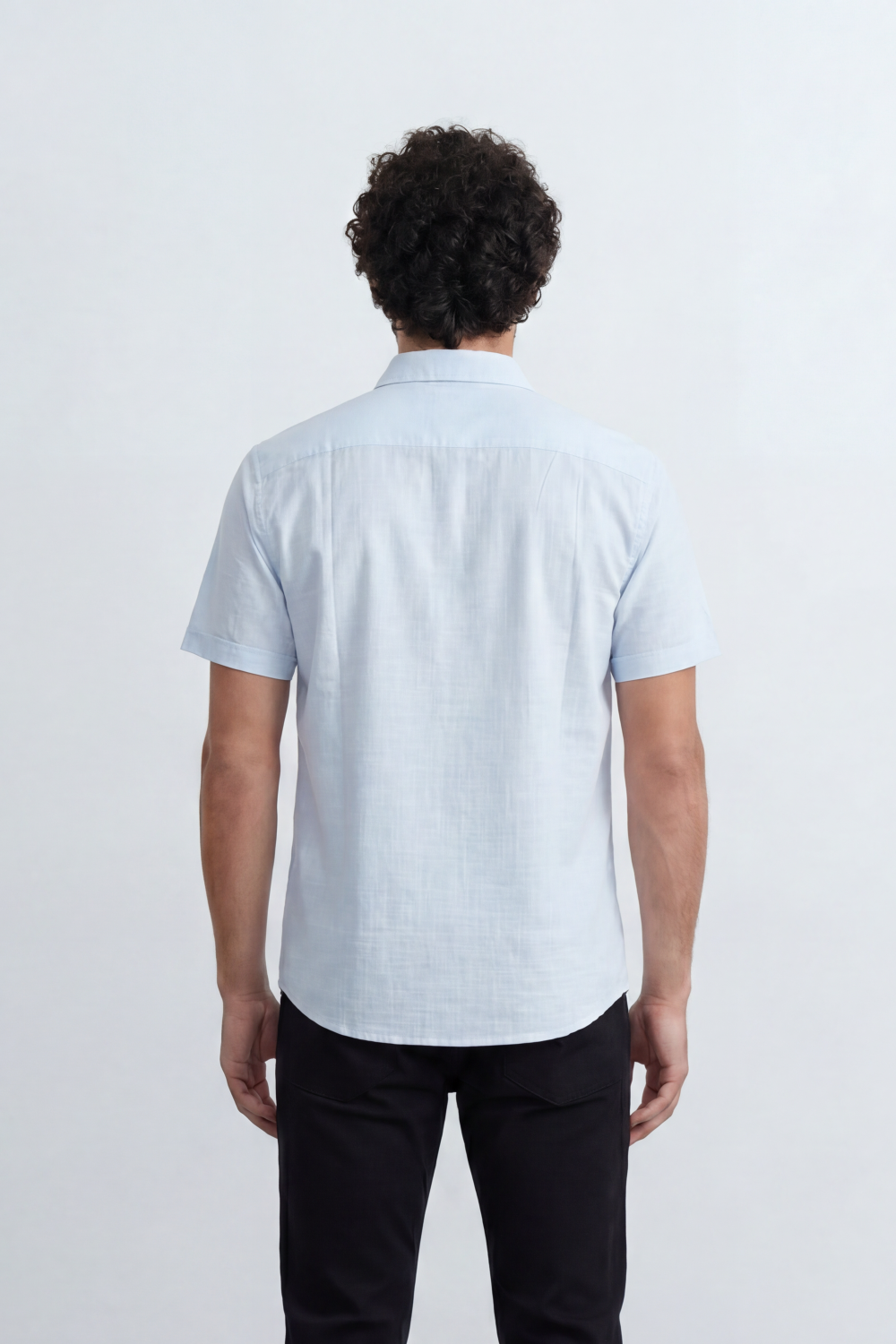 Men’s Tomato Store Shirt With Button Down Collar Short Sleeves Front Placket Texture Curved Hem Regular Fit