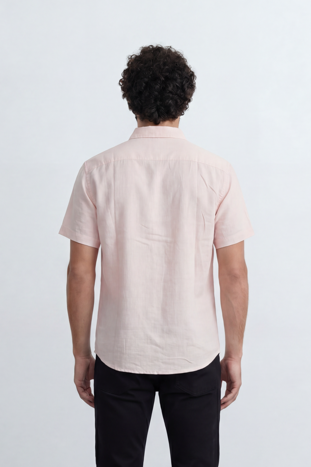 Men’s Tomato Store Shirt With Button Down Collar Short Sleeves Front Placket Texture Curved Hem Regular Fit