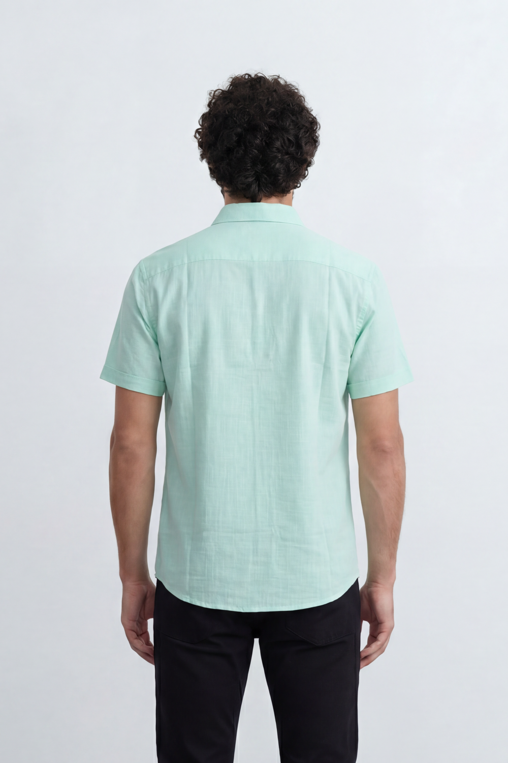 Men’s Tomato Store Shirt With Button Down Collar Short Sleeves Front Placket Texture Curved Hem Regular Fit