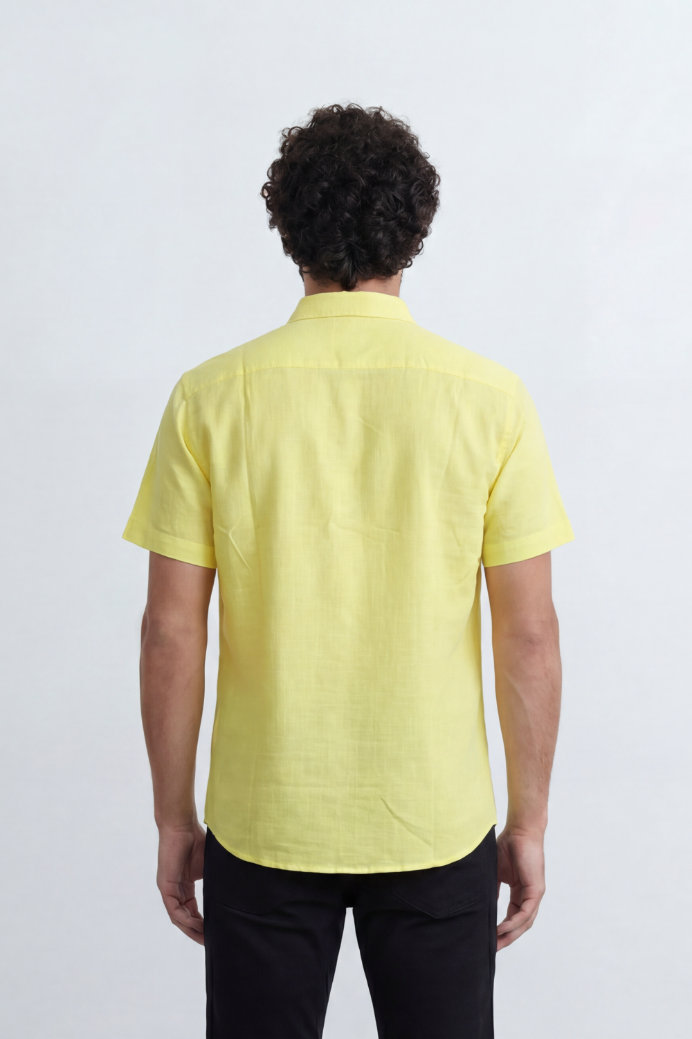 Men’s Tomato Store Shirt With Button Down Collar Short Sleeves Front Placket Texture Curved Hem Regular Fit