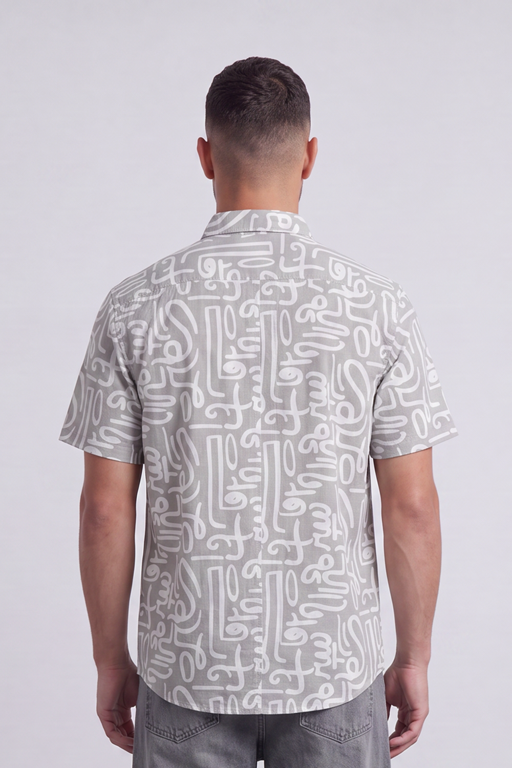 Men's Tomato Store Summer Printed Shirt Abstract Allover Line Artwork Short Sleeve Reguler Fit