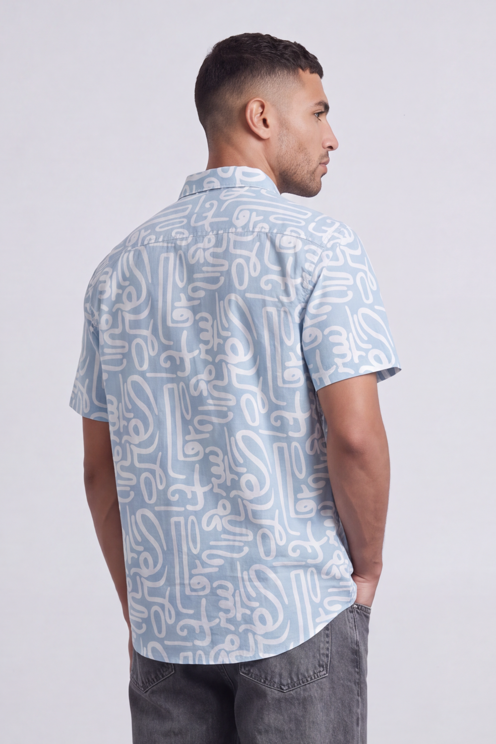 Men's Tomato Store Summer Printed Shirt Abstract Allover Line Artwork Short Sleeve Reguler Fit