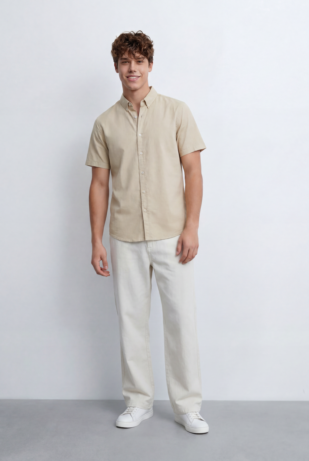 Men’s Tomato Store Button Down Shirt Classic Collar Design Short Sleeves Tailored Regular Fi