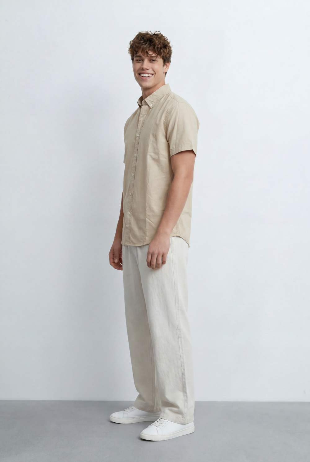 Men’s Tomato Store Button Down Shirt Classic Collar Design Short Sleeves Tailored Regular Fi