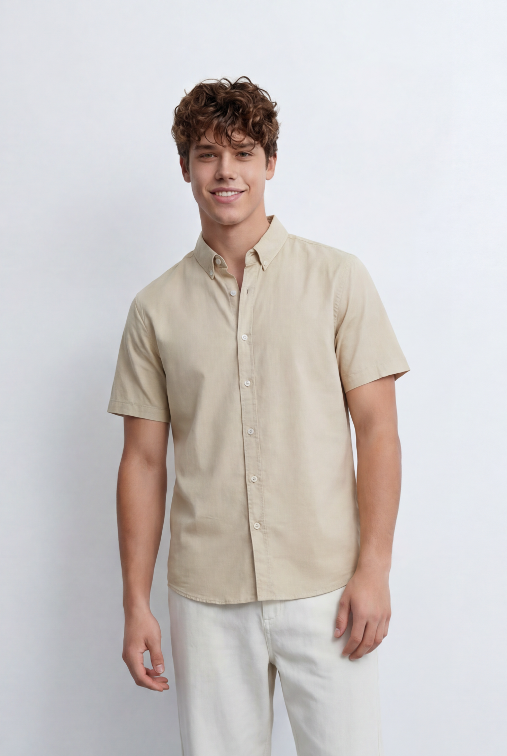 Men’s Tomato Store Button Down Shirt Classic Collar Design Short Sleeves Tailored Regular Fi