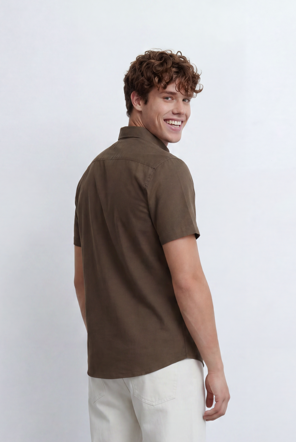 Men’s Tomato Store Button Down Shirt Classic Collar Design Short Sleeves Tailored Regular Fi