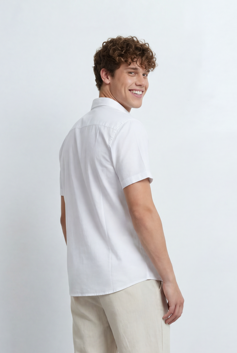 Men’s Tomato Store Button Down Shirt Classic Collar Design Short Sleeves Tailored Regular Fi