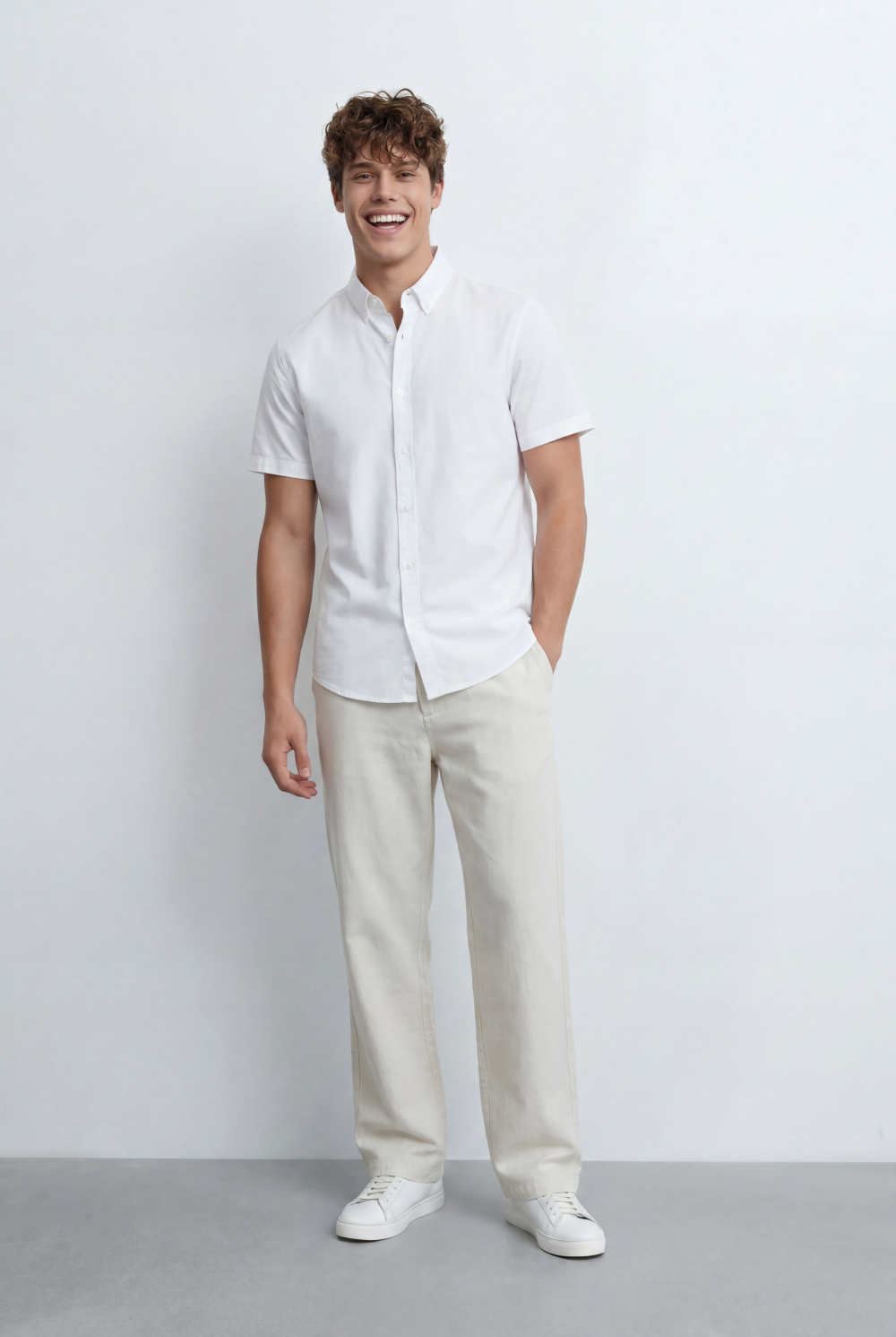 Men’s Tomato Store Button Down Shirt Classic Collar Design Short Sleeves Tailored Regular Fi