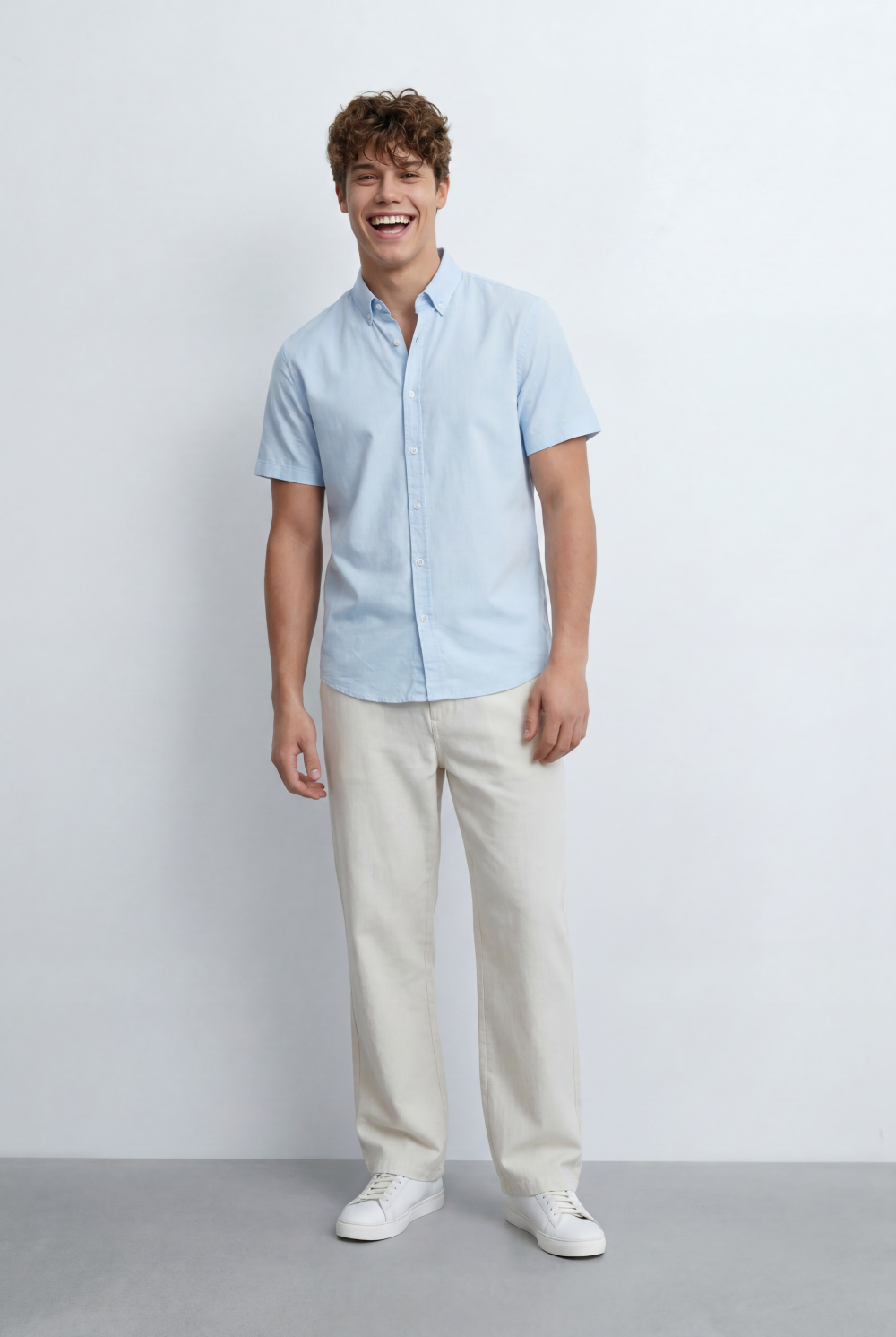 Men’s Tomato Store Button Down Shirt Classic Collar Design Short Sleeves Tailored Regular Fi