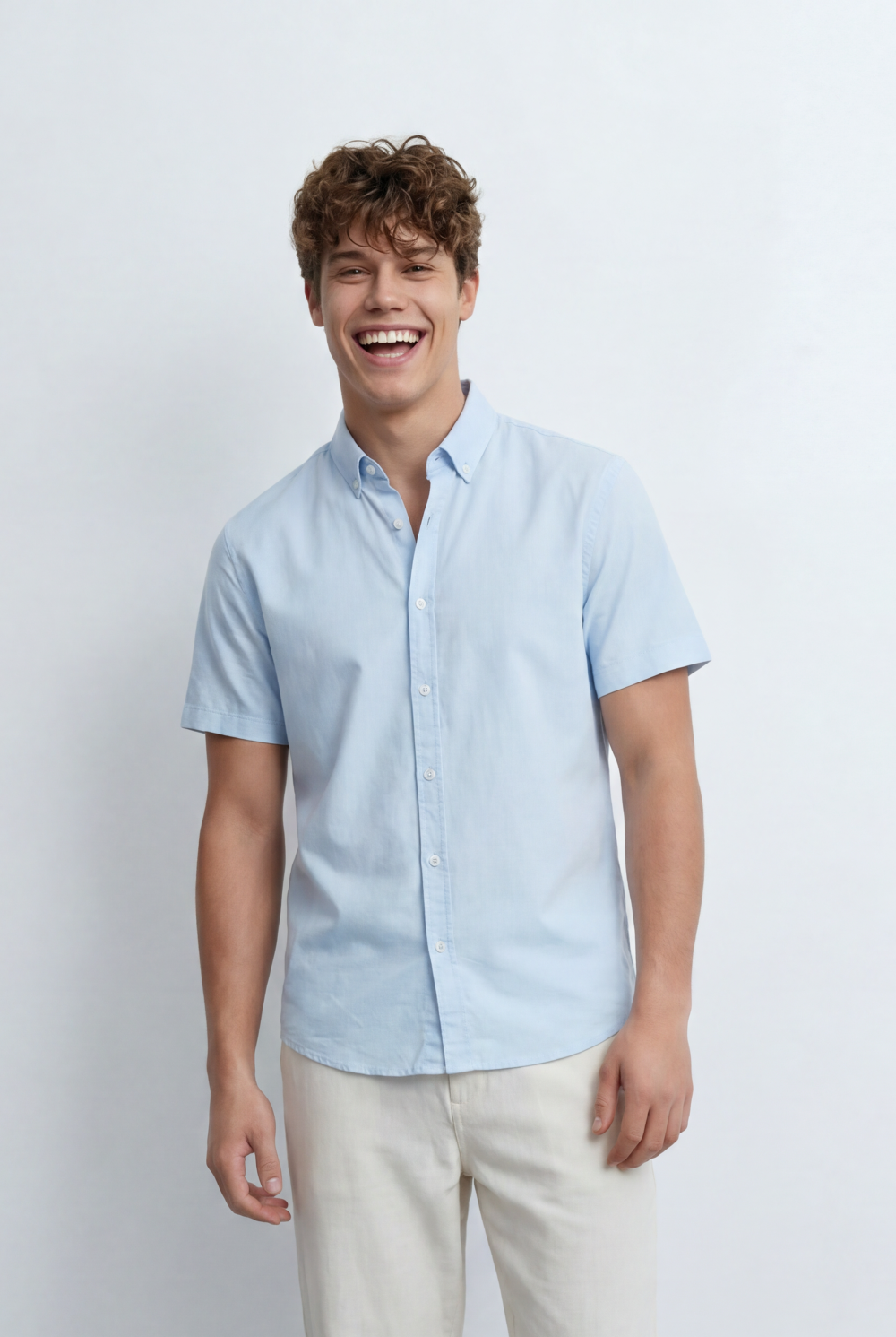Men’s Tomato Store Button Down Shirt Classic Collar Design Short Sleeves Tailored Regular Fi