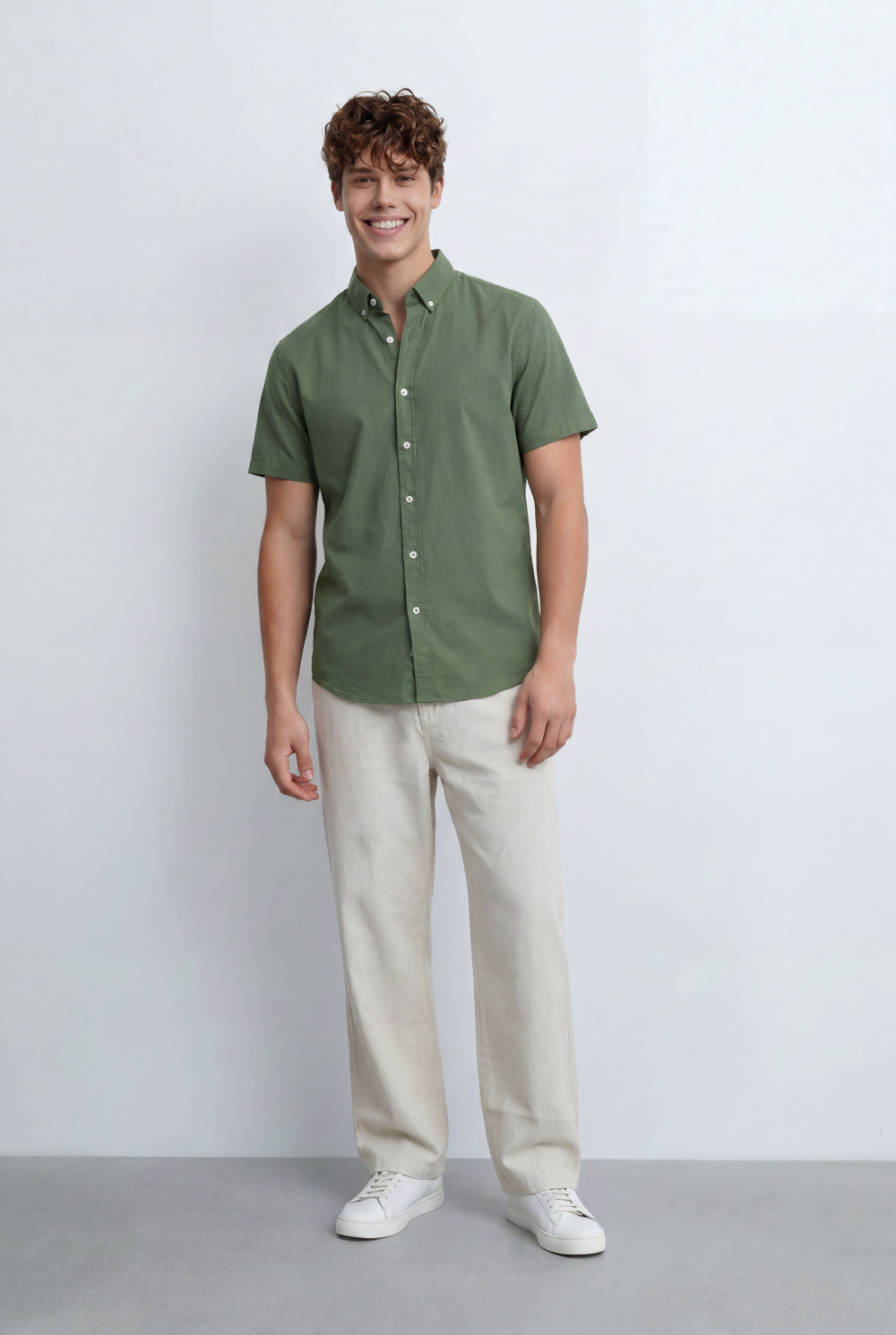Men’s Tomato Store Button Down Shirt Classic Collar Design Short Sleeves Tailored Regular Fi