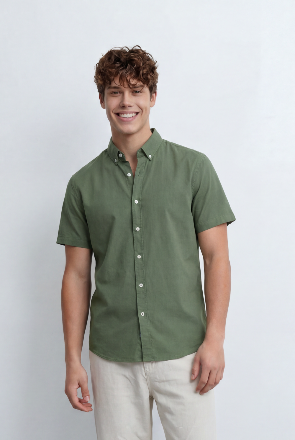 Men’s Tomato Store Button Down Shirt Classic Collar Design Short Sleeves Tailored Regular Fi