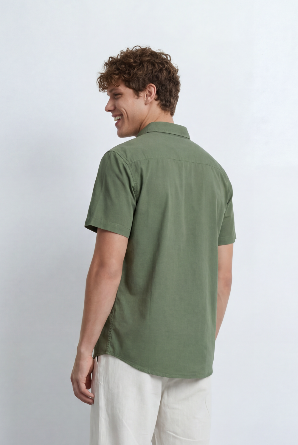 Men’s Tomato Store Button Down Shirt Classic Collar Design Short Sleeves Tailored Regular Fi