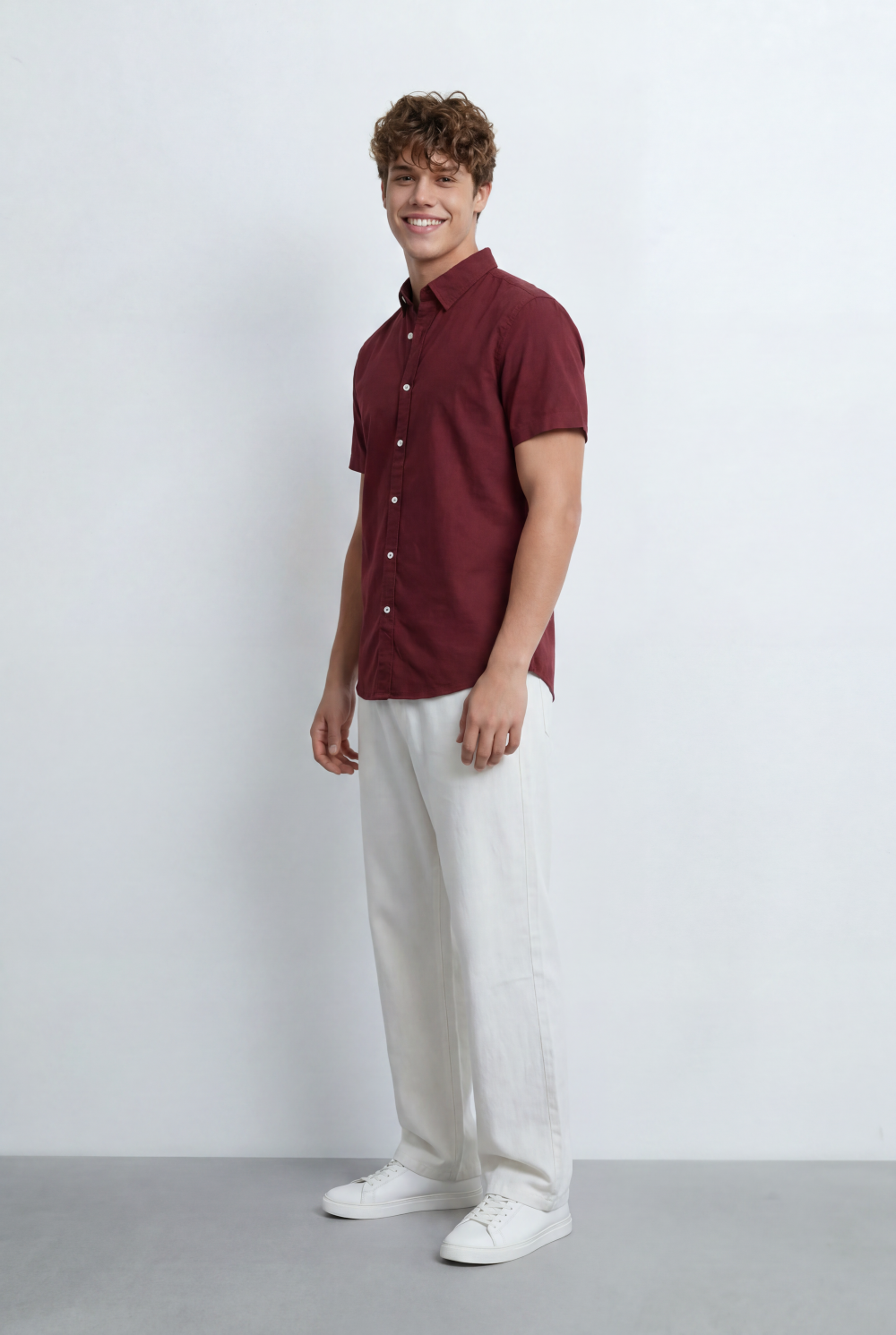 Men’s Tomato Store Button Down Shirt Classic Collar Design Short Sleeves Tailored Regular Fi
