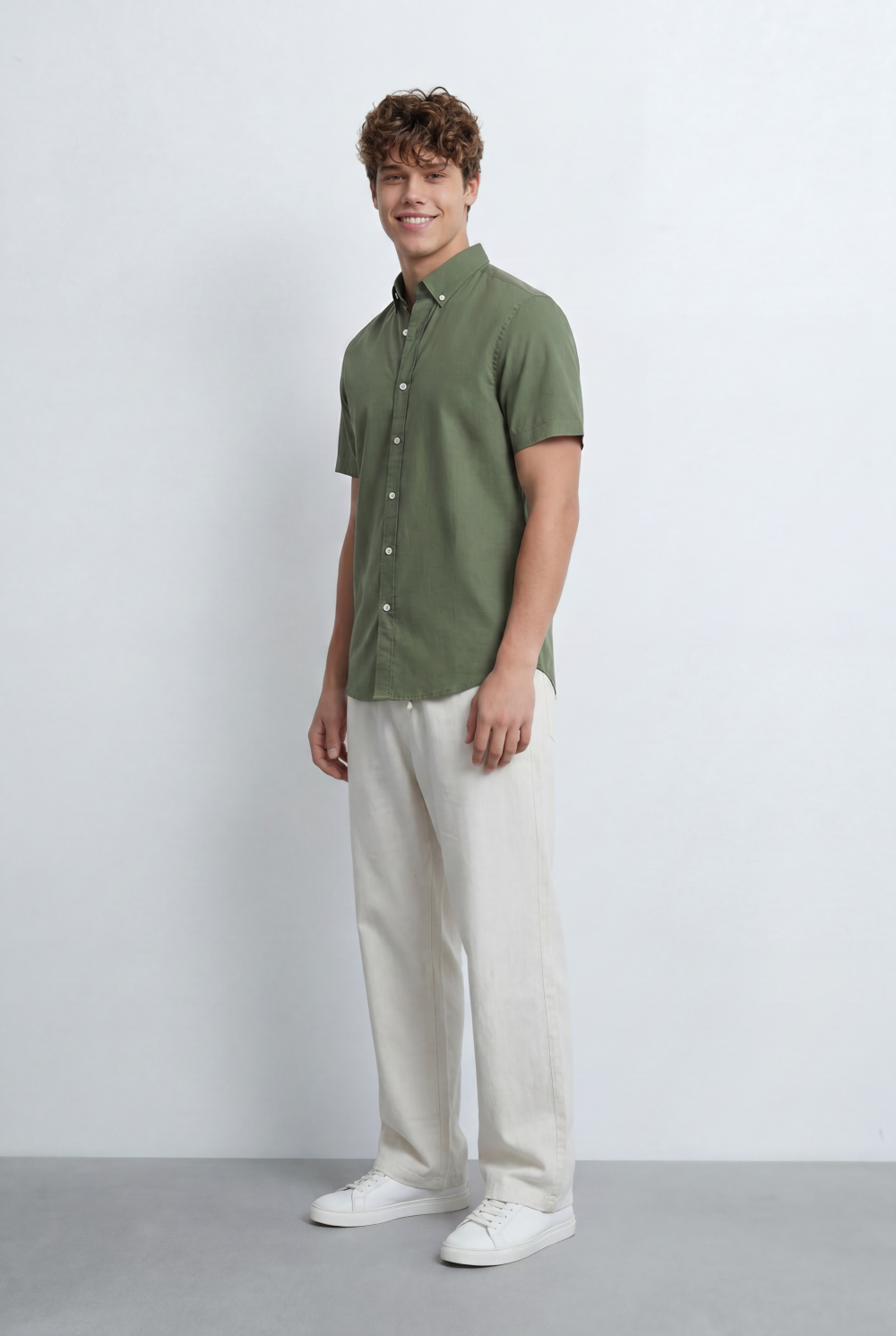 Men’s Tomato Store Button Down Shirt Classic Collar Design Short Sleeves Tailored Regular Fi