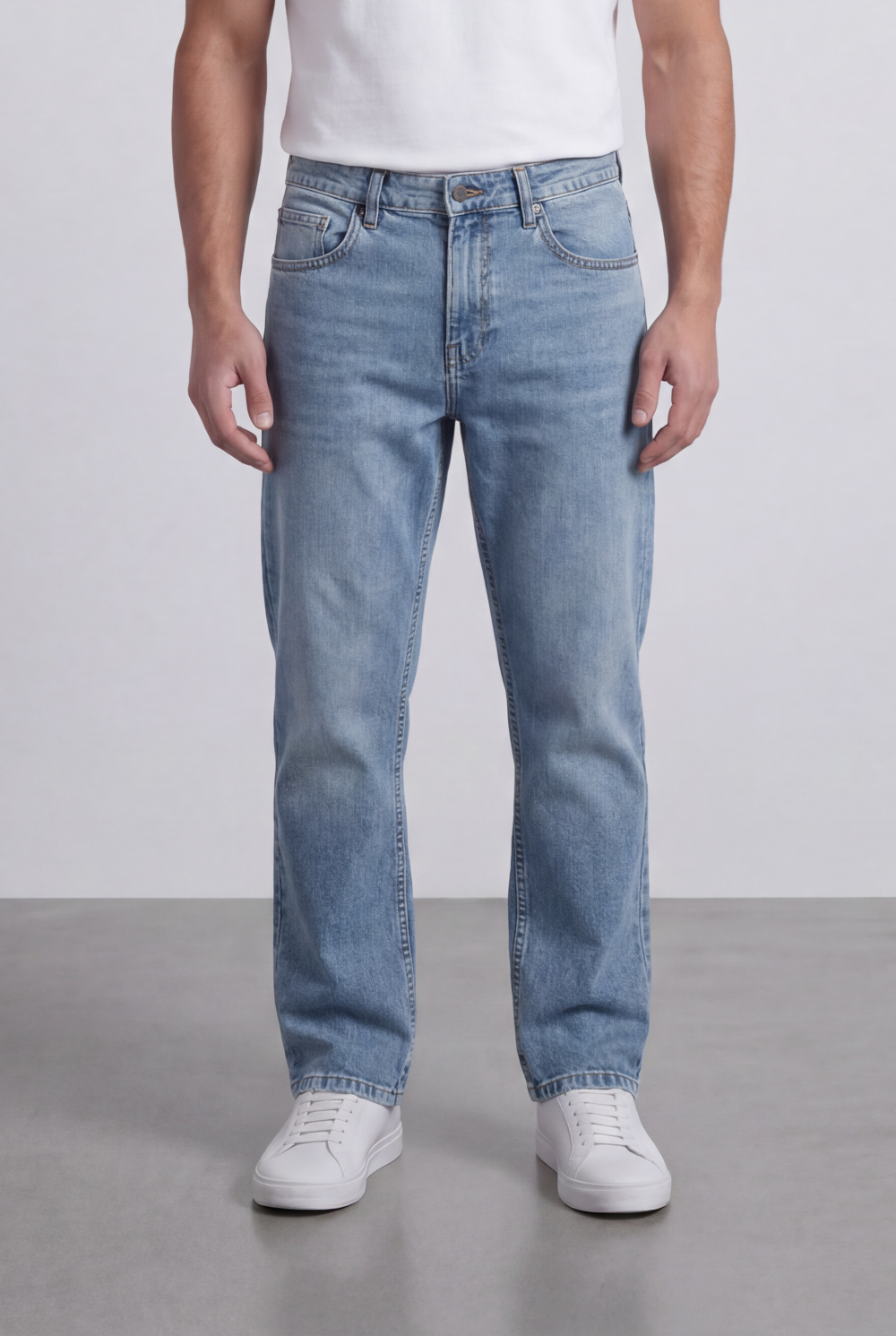 Men’s Tomato Store Light Vintage Wash Denim Essential Clean Five Pocket Design Pants