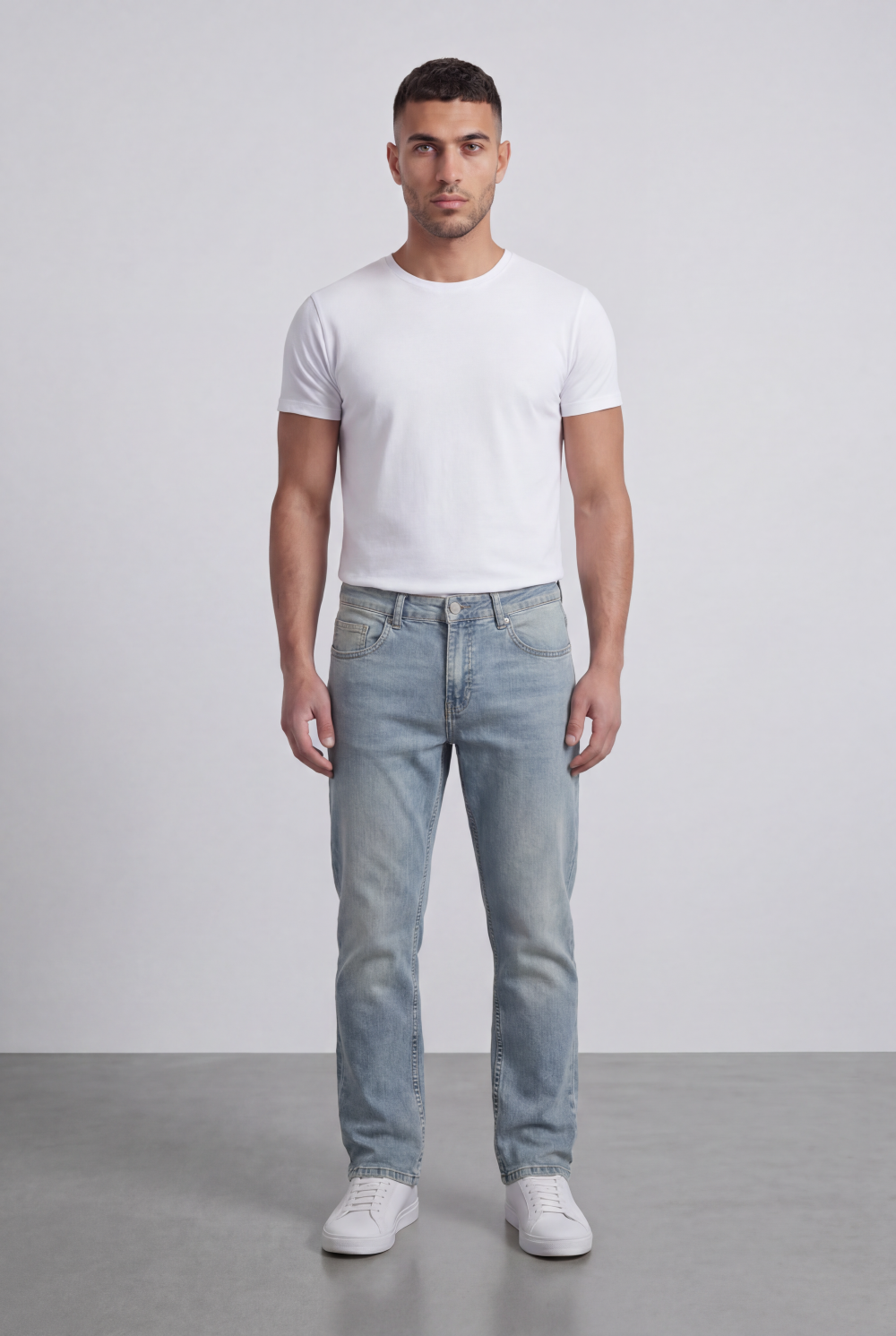 Men’s Tomato Store Light Vintage Wash Denim Essential Clean Five Pocket Design Pants