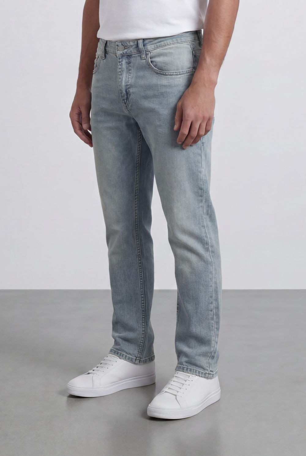 Men’s Tomato Store Light Vintage Wash Denim Essential Clean Five Pocket Design Pants