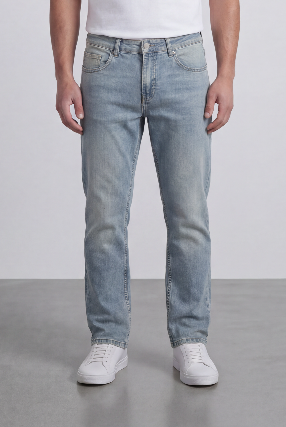 Men’s Tomato Store Light Vintage Wash Denim Essential Clean Five Pocket Design Pants