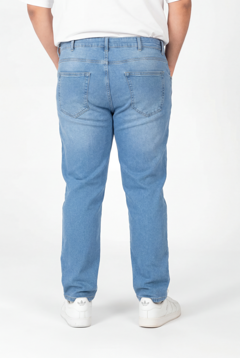 Men’s Tomato Store Big Size Comfort Jeans Mid Rise Waist Stretch Denim Construction Clean Pants