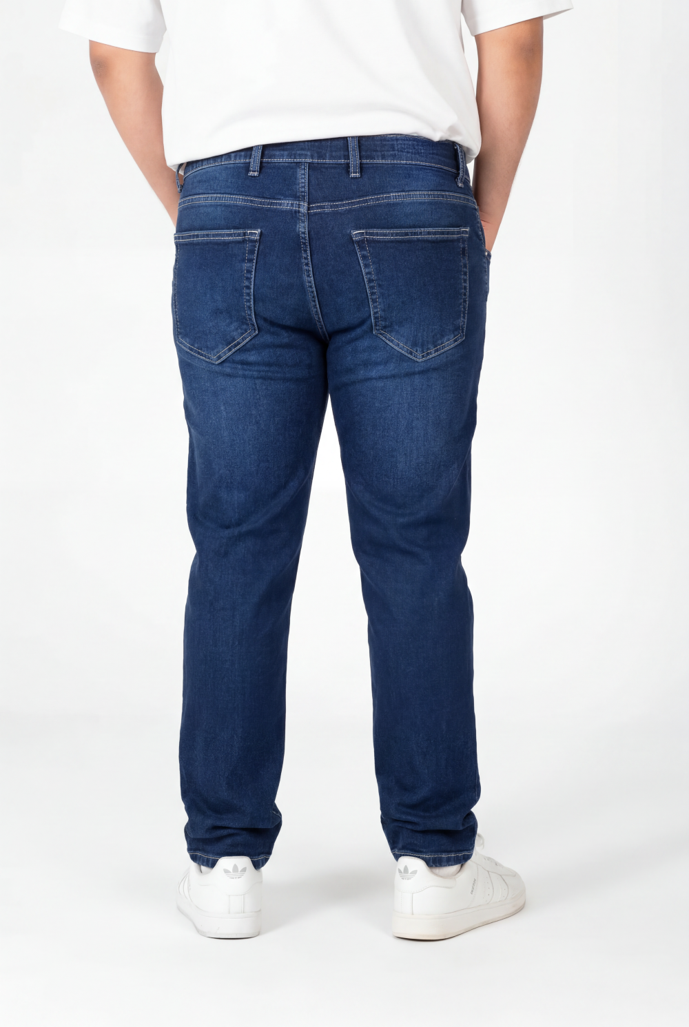 Men’s Tomato Store Big Size Comfort Jeans Mid Rise Waist Stretch Denim Construction Clean Pants