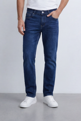 Men’s Tomato Store Slim Tapered Denim Mid Rise Waist Clean Five Pocket Design Slim Fit Pants