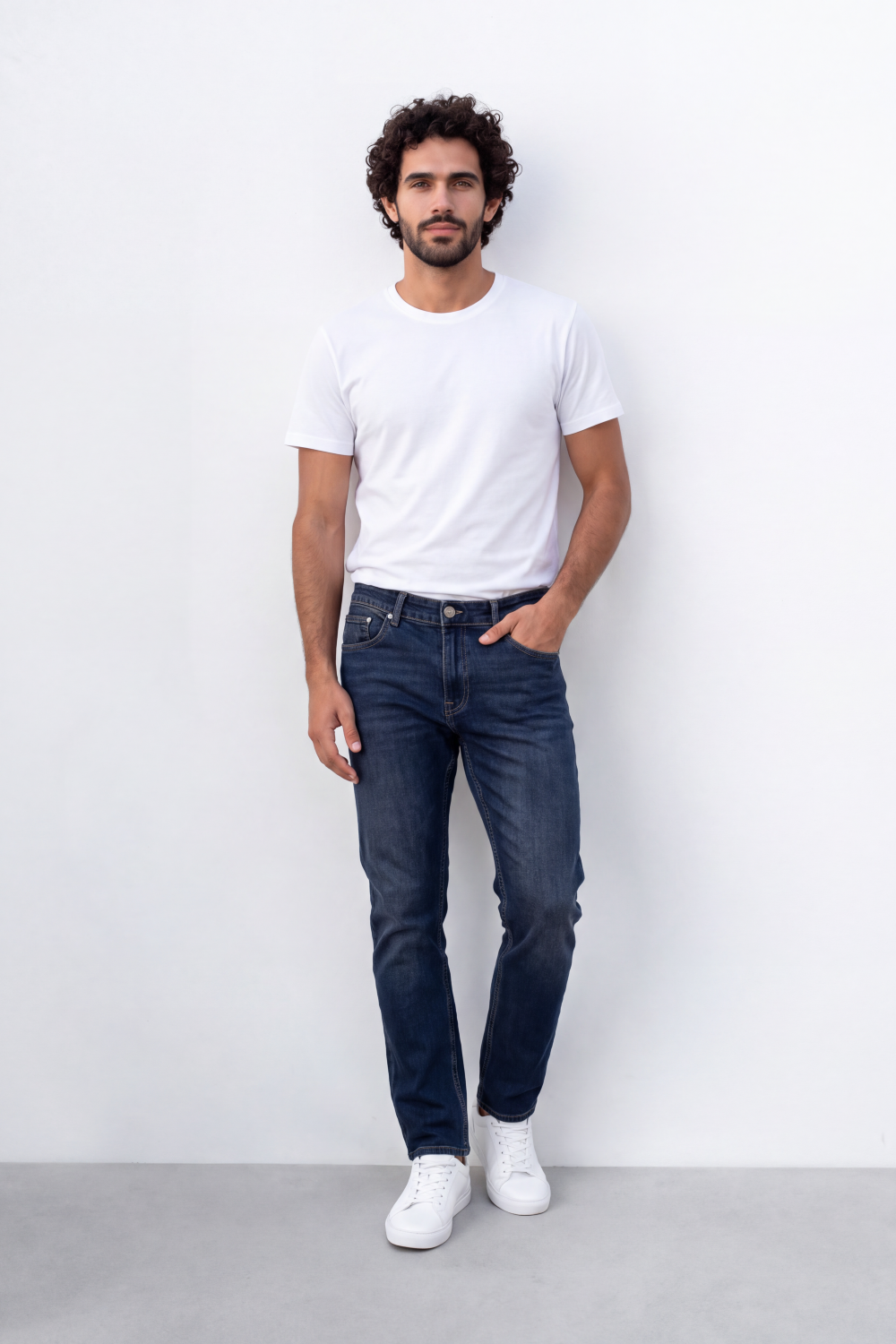 Men's Tomato Store Dark Wash Denim Jeans Subtle Faded Effect Slim Fit
