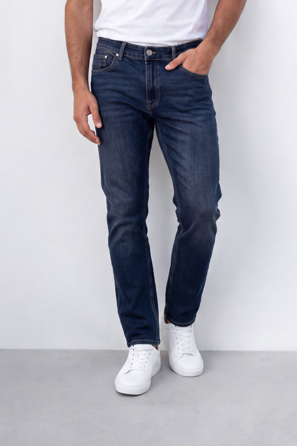 Men's Tomato Store Dark Wash Denim Jeans Subtle Faded Effect Slim Fit