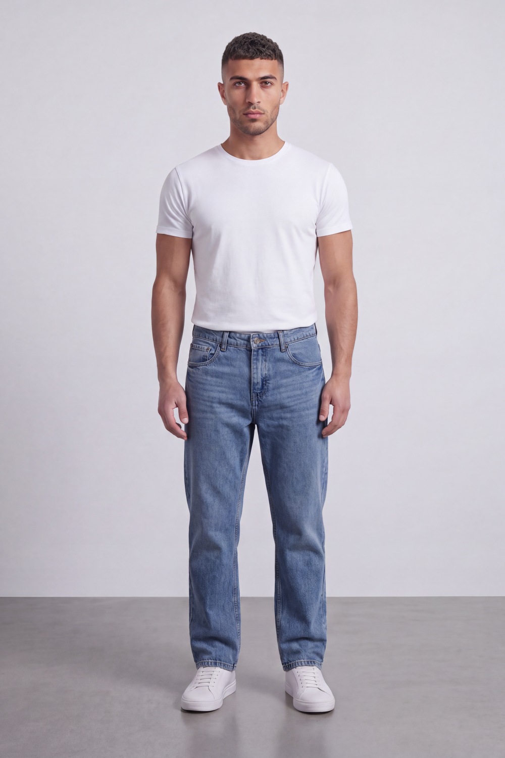 Men's Tomato Store Washed Denim used Pants Detail Mid-Rise Waist Regular Fit