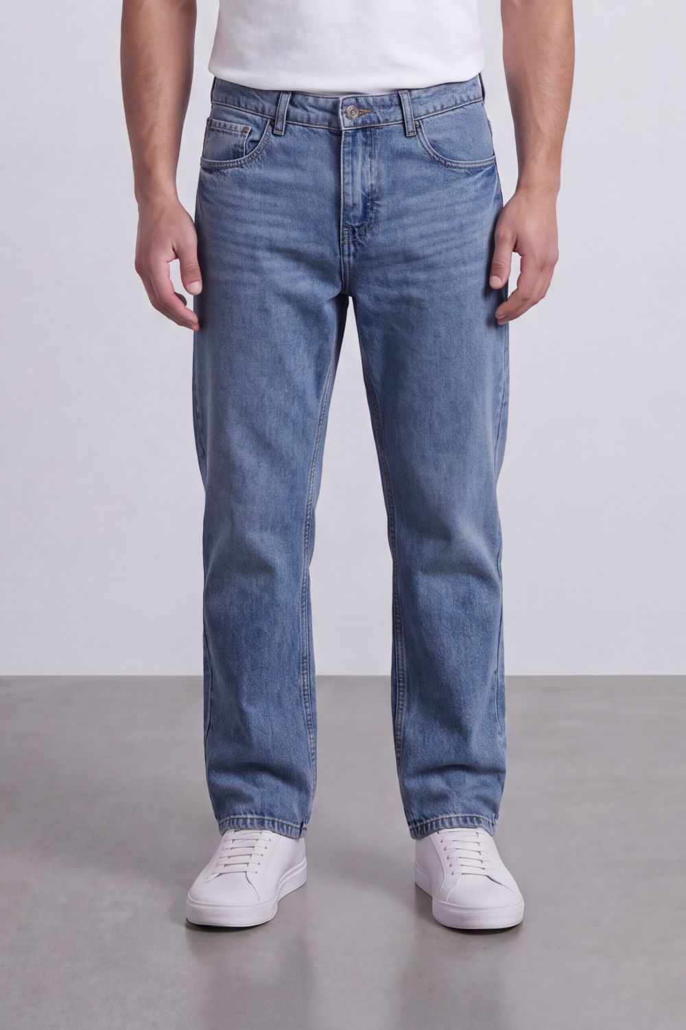 Men's Tomato Store Washed Denim used Pants Detail Mid-Rise Waist Regular Fit