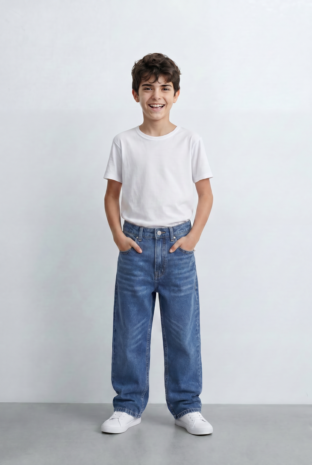 Boy's Washed Denim Finish Boyfriend Pants Classic Five Pocket Styling