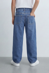 Boy's Washed Denim Finish Boyfriend Pants Classic Five Pocket Styling