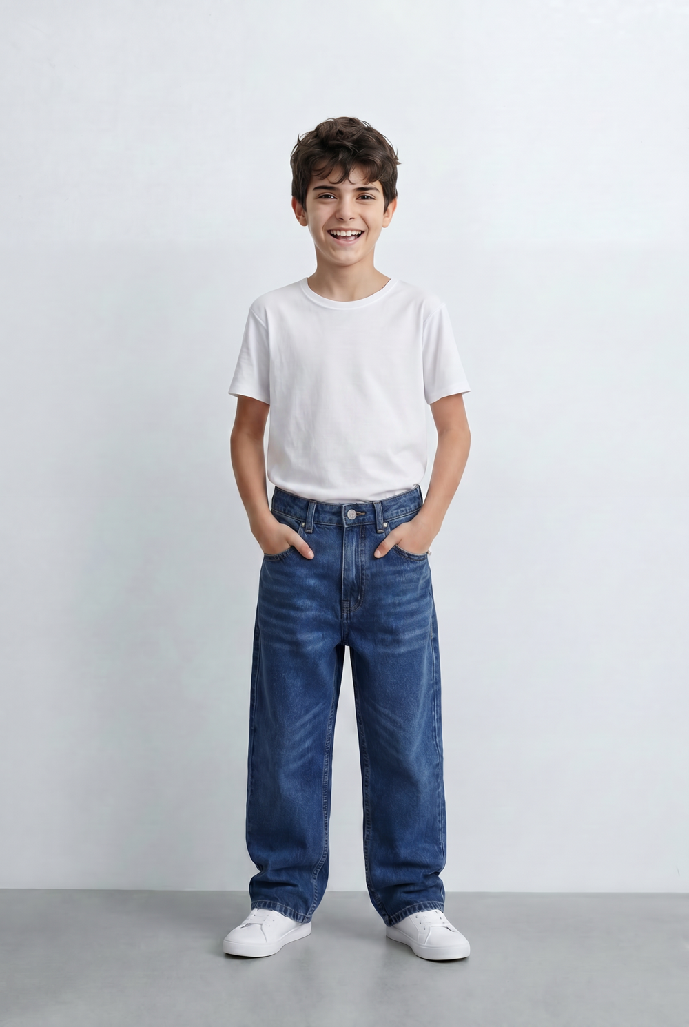 Boy's Washed Denim Finish Boyfriend Pants Classic Five Pocket Styling