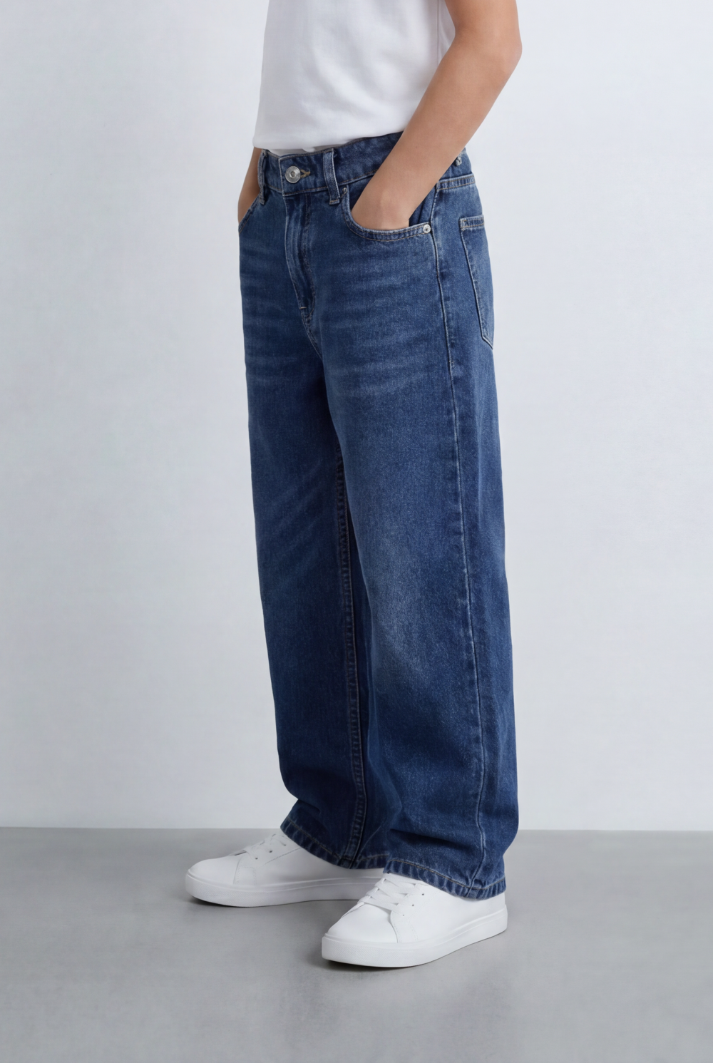Boy's Washed Denim Finish Boyfriend Pants Classic Five Pocket Styling
