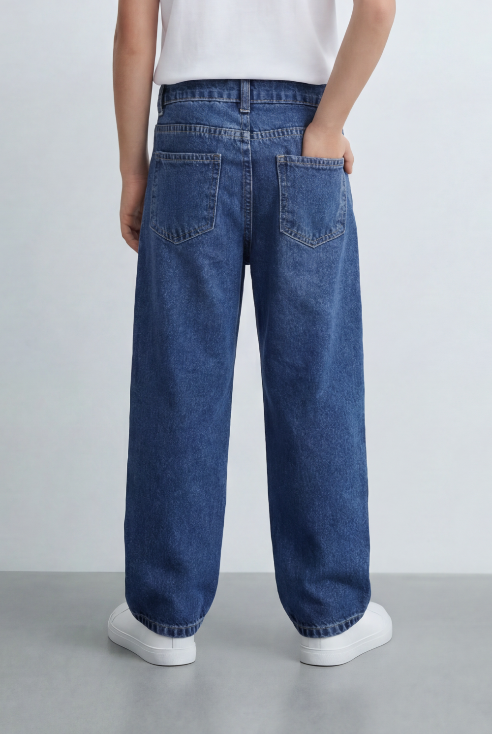 Boy's Washed Denim Finish Boyfriend Pants Classic Five Pocket Styling