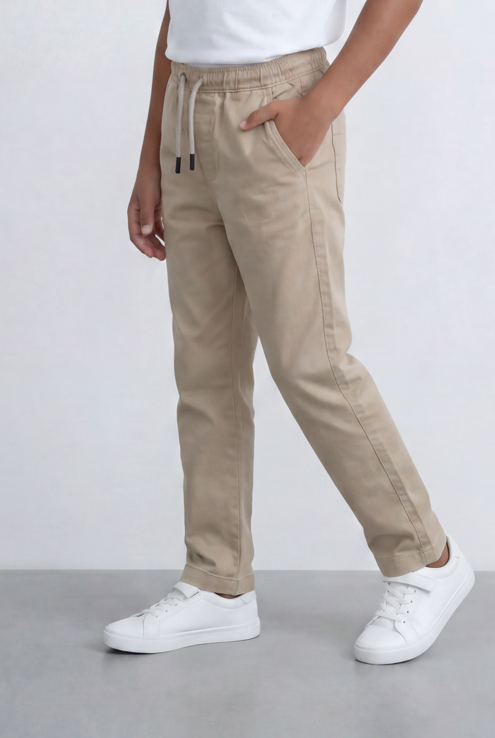 Boy's Gabardine Sherwal Cargo Pants Elastic Drawstring Waist Casual Smart Style Tomato Store