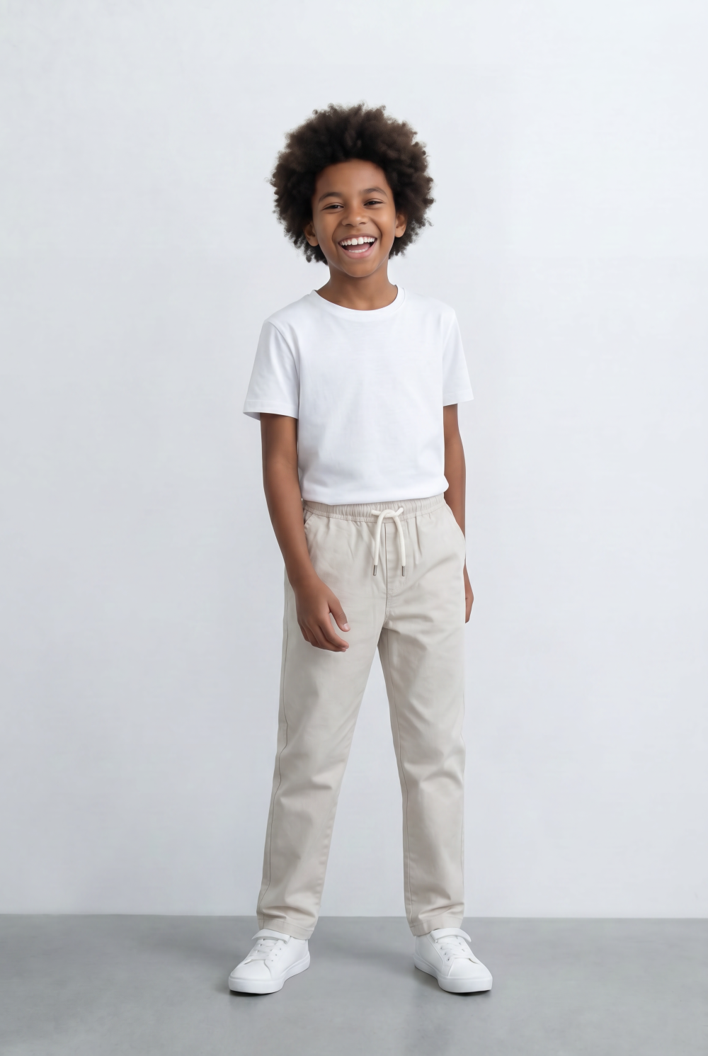 Boy's Gabardine Sherwal Cargo Pants Elastic Drawstring Waist Casual Smart Style Tomato Store