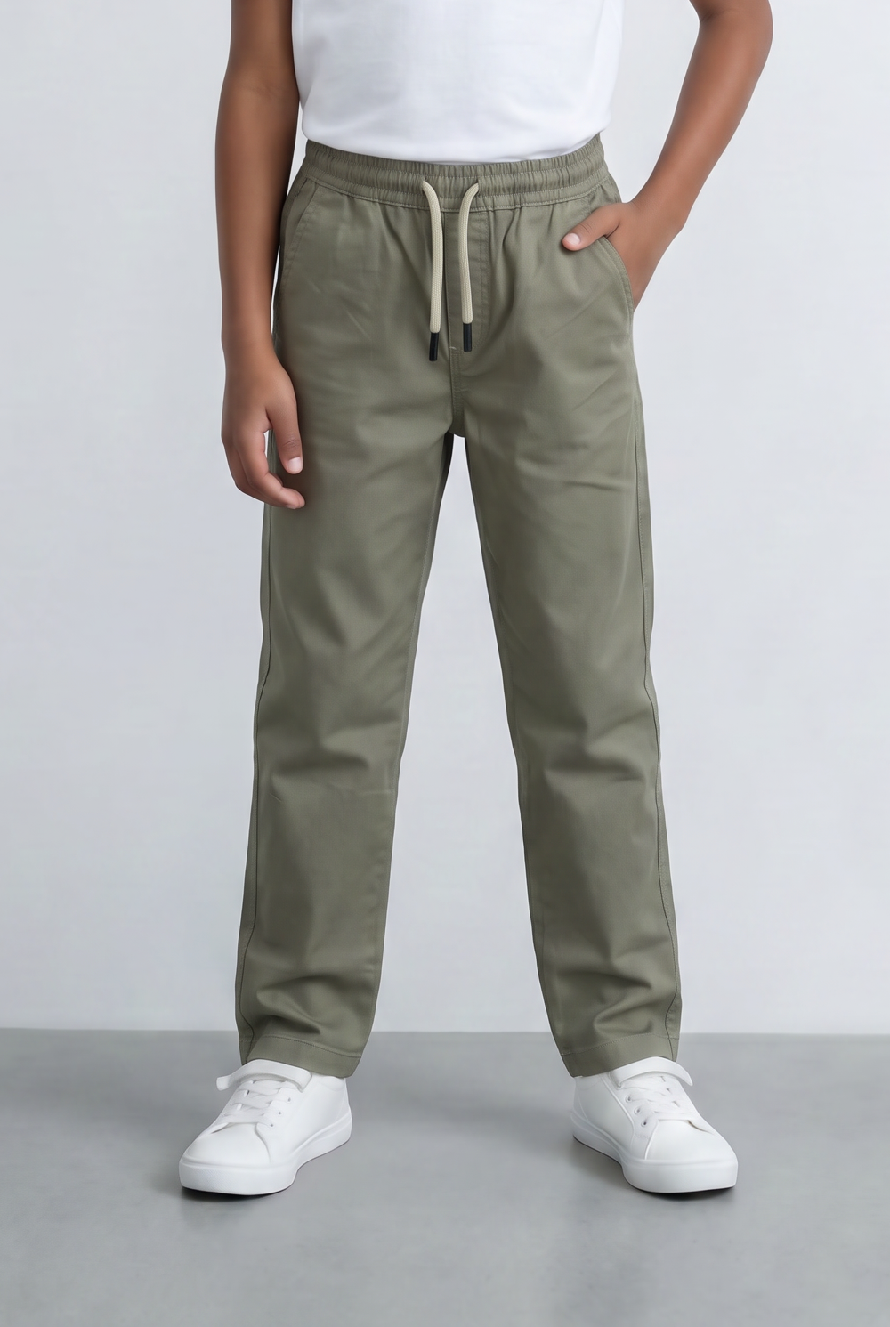 Boy's Gabardine Sherwal Cargo Pants Elastic Drawstring Waist Casual Smart Style Tomato Store