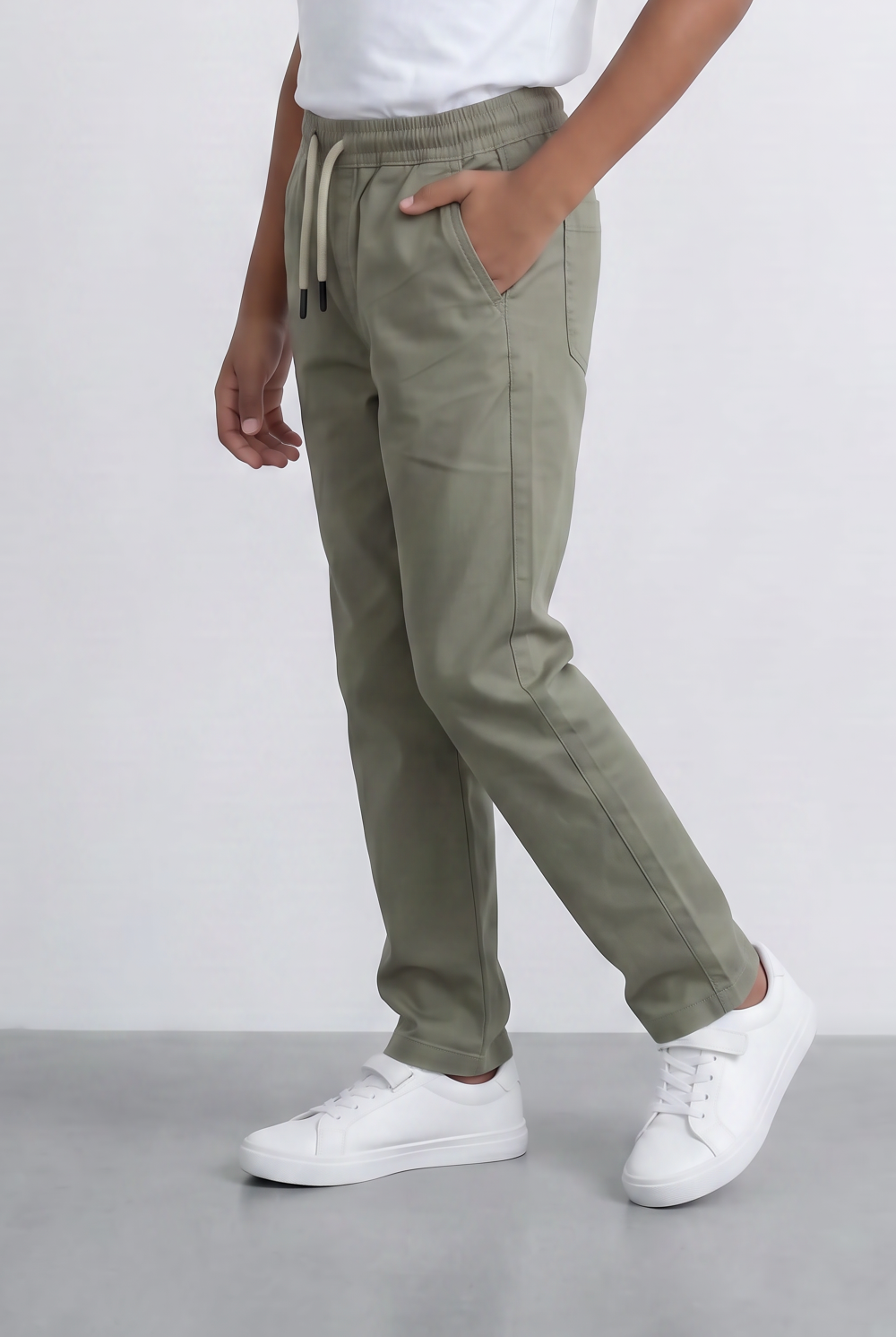 Boy's Gabardine Sherwal Cargo Pants Elastic Drawstring Waist Casual Smart Style Tomato Store
