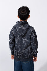 Boy's Marble Print Slim Fit Hooded Sweatshirt