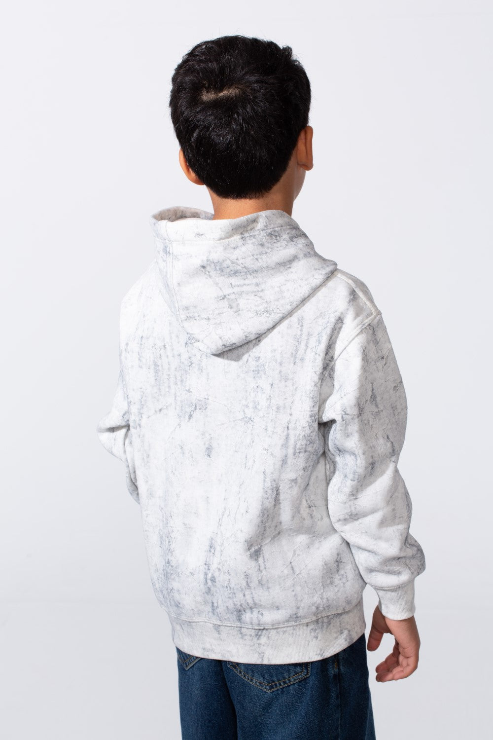 Boy's Marble Print Slim Fit Hooded Sweatshirt