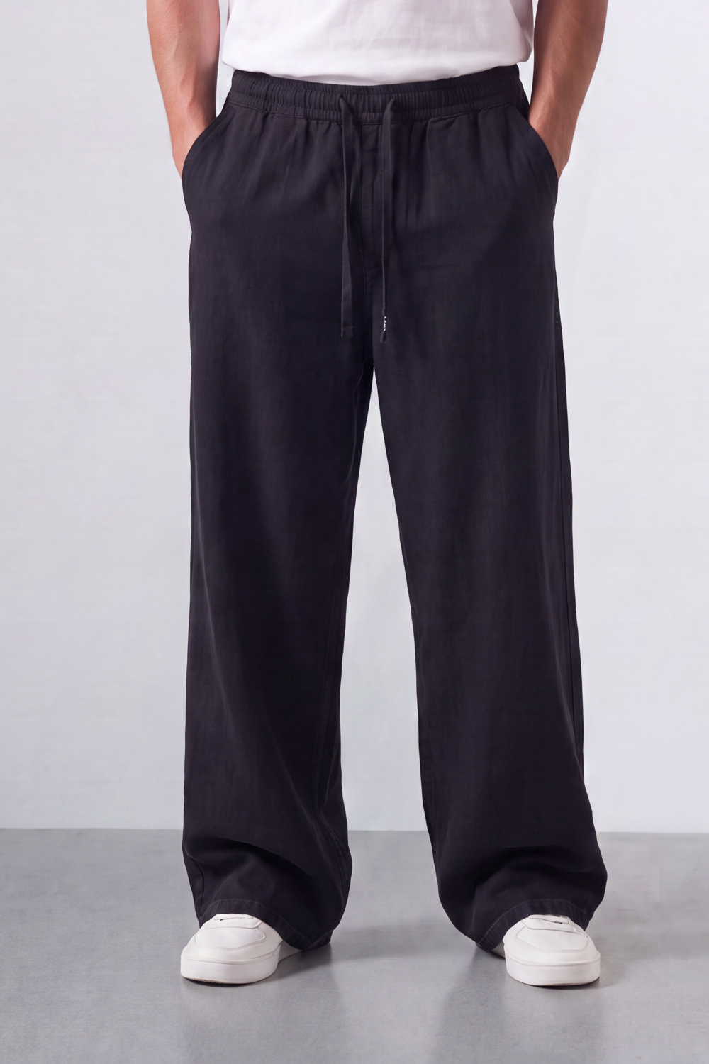 Men’s Tomato Store Drift Ease Wide Linen Pants Soft Washed Grain Texture Falls Through A Loose Flowing Shape Elastic Waist
