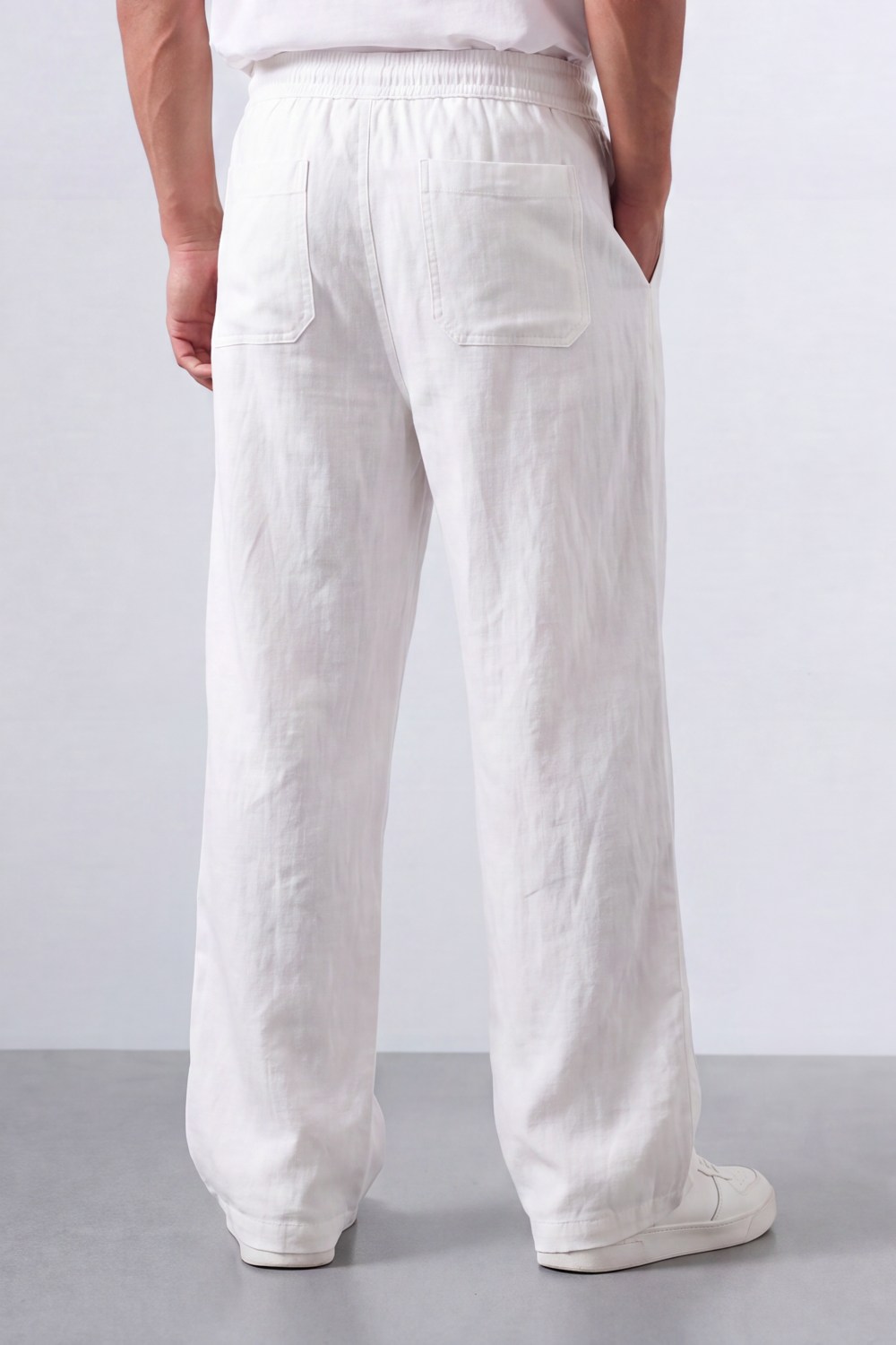 Men’s Tomato Store Drift Ease Wide Linen Pants Soft Washed Grain Texture Falls Through A Loose Flowing Shape Elastic Waist