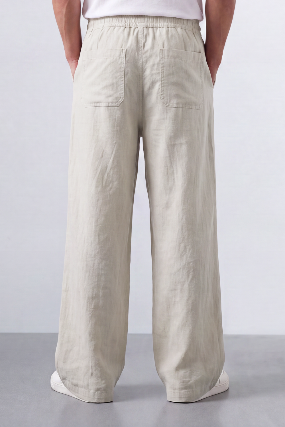Men’s Tomato Store Drift Ease Wide Linen Pants Soft Washed Grain Texture Falls Through A Loose Flowing Shape Elastic Waist